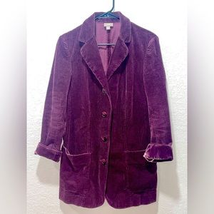 J. Jill Corduroy Button Velvet Jacket Purple/Plum Women XS